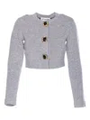 Self-portrait Jewelled-button Wool Cardigan In Gray