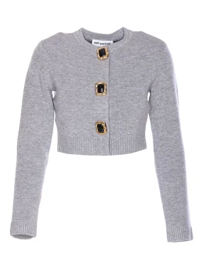 SELF-PORTRAIT SELF-PORTRAIT WOOL KNIT JEWELED SWEATER