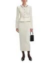 Self-portrait Wool Peplum Knit Midi Dress In White