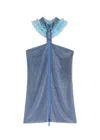 Self-portrait X Christopher Kane Crystal-embellished Chainmail Mini Dress In Blue