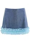 Self-portrait X Christopher Kane Crystal-embellished Mini Skirt In Blue