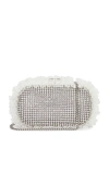 Self-portrait Christopher Kane Residency Clutch With All-over Rhinestones In Metallic Silver