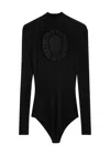 Self-portrait X Christopher Kane Lace-trimmed Cutout Bodysuit In Black