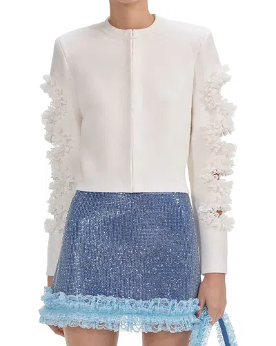 Self-portrait X Christopher Kane Cut Out Lace Trim Cardigan In White