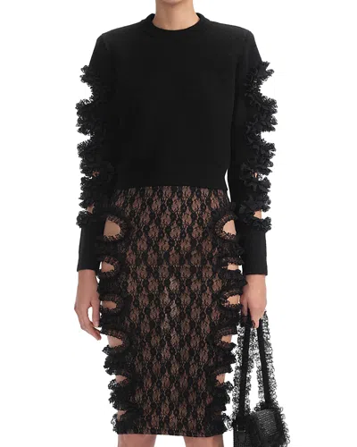 Self-portrait X Christopher Kane Cut Out Lace Trim Sweater In Black
