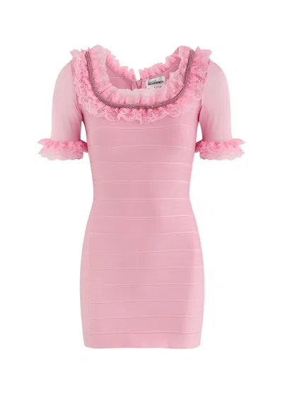 Self-portrait X Christopher Kane Embellished Lace-trimmed Mini Dress In Pink