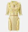 Self-portrait X Christopher Kane Embellished Mesh Minidress In Yellow