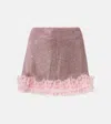 Self-portrait Crystal Miniskirt In Pink