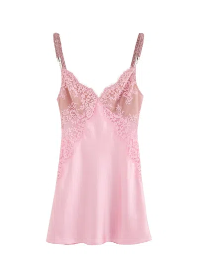 Self-portrait X Christopher Kane Lace And Satin Mini Dress In Pink