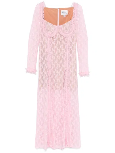 Self-portrait X Christopher Kane Lace Ruffle Midi Dress In Pink