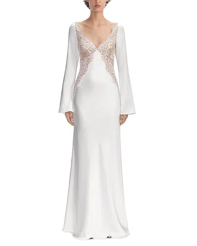 Self-portrait X Christopher Kane Lace Satin Long Sleeve Maxi Dress In White