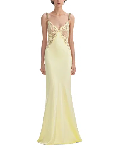 Self-portrait X Christopher Kane Lace Satin Maxi Dress In Yellow