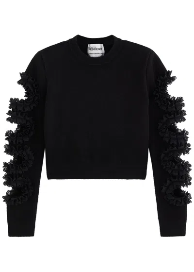 Self-portrait X Christopher Kane Cut-out Lace-detail Jumper In Black