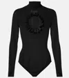 Self-portrait X Christopher Kane Lace-trimmed Cutout Bodysuit In Black