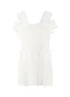 Self-portrait Knit Ruffle Mini Dress In White