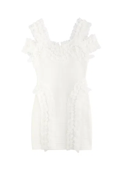 Self-portrait X Christopher Kane Lace-trimmed Mini Dress In White