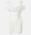 Self-portrait Knit Ruffle Mini Dress In White