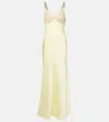 Self-portrait X Christopher Kane Lace-trimmed Satin Maxi Dress In Yellow