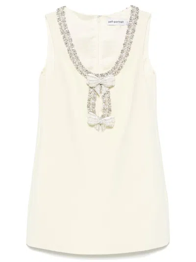Self-portrait Yellow Crepe Bow Mini Dress