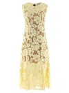 Self-portrait Midi Dress Yellow Crochet Lace With Yellow Cotton Lace For Women In Yellow