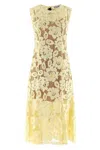 Self-portrait Midi Dress Yellow Crochet Lace With Yellow Cotton Lace For Women In Yellow