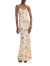 Self-portrait Self Portrait Yellow Floral Rhinestone Maxi Dress In Neutral