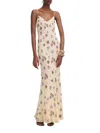 Self-portrait Self Portrait Yellow Floral Rhinestone Maxi Dress In Neutral