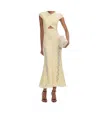 Self-portrait Knit Lace Insert Midi Dress Yellow In Nude