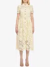 Self-portrait Belted Corded Lace Midi Dress In Yellow