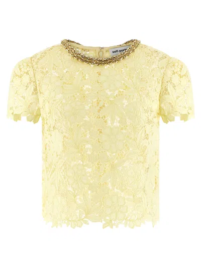 Self-portrait Yellow Lace Tops Multicolor