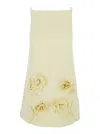 Self-portrait Yellow Mini Dress With Rose Patches And Spaghetti Straps In Tech Fabric Woman