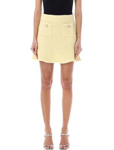Self-portrait Yellow Textured Knit Mini Skirt For Women