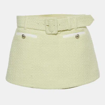 Pre-owned Self-portrait Yellow Tweed Belted Skorts S