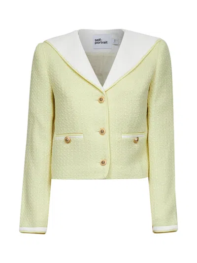 SELF-PORTRAIT YELLOW WOOL BLEND BOUCLÉ JACKET