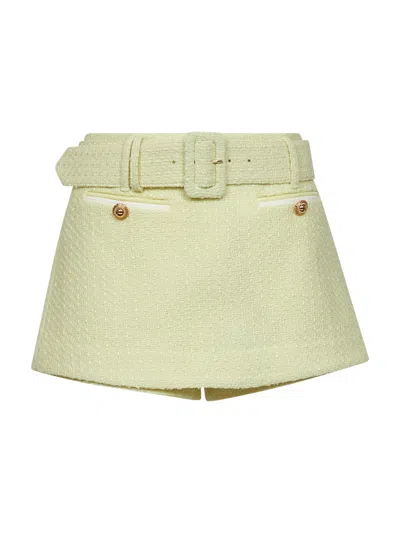 SELF-PORTRAIT YELLOW WOOL BLEND BOUCLÉ SKORTS