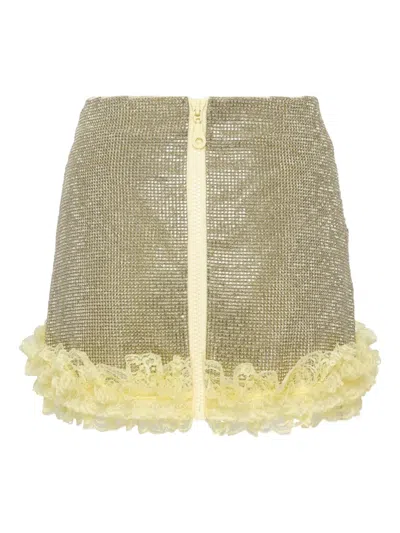 Self-portrait Zip-fastening Skirt In Yellow