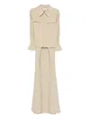 Self-portrait Beige Twill Maxi Dress Clothing In Neutral