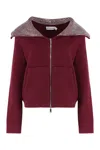 Self-portrait Burgundy Diamante Collar Knit Jacket Burgundy