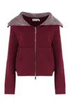Self-portrait Burgundy Diamante Collar Knit Jacket Burgundy