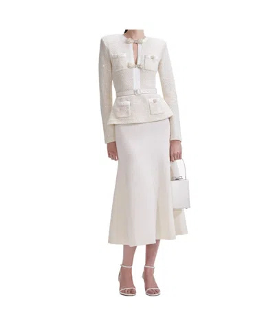 Self-portrait Cotton-wool Blend Dress In White