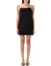 Self-potrait Black Bandeau Mini Dress Bow In Black
