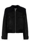 Self-potrait Black Boucl Bomber Jacket In Black