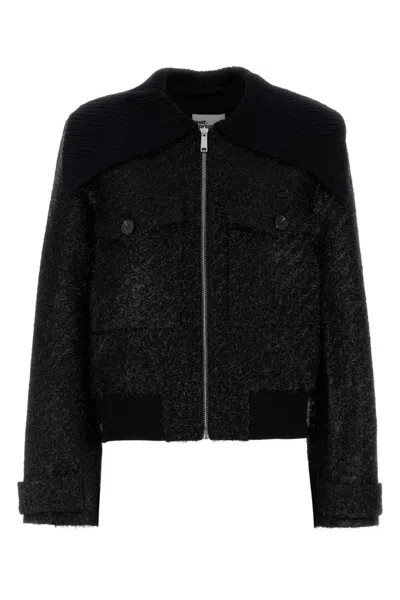 Self-potrait Black Boucl Bomber Jacket