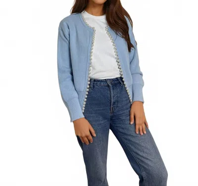 Self-same Charlotte Pearl Detail Cardigan In Cornflower Blue In Multi