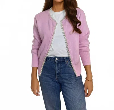 Self-same Charlotte Pearl Detail Cardigan In Pink