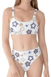 Self-adore Celeste Hand Beaded Bikini Top In White
