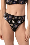 Self-adore Celeste Hand Beaded High Waisted Bikini Bottom In Black
