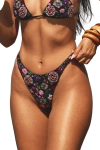 Self-adore Fleur 3d Hand Beaded Bikini Bottom In Black