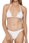 Self-adore Forever Hand Beaded Triangle Bikini Top In White