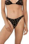 Self-adore Leopard Hand Beaded Bikini Bottom In Black